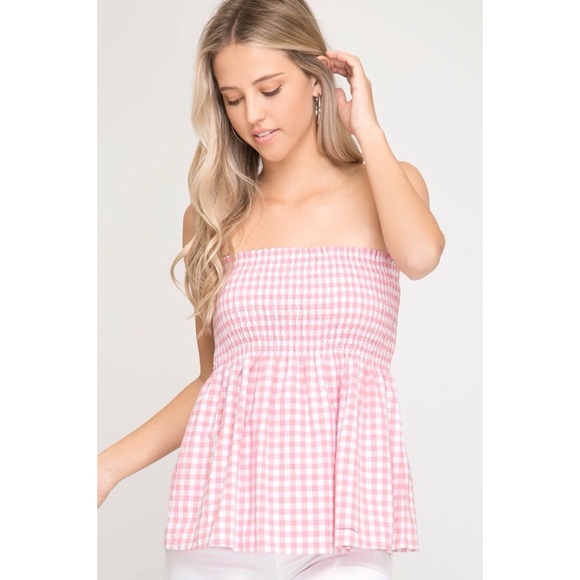 Blue Gingham Print Top - Picture 6 of 7